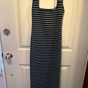 Zara Black and White Striped Maxi Dress